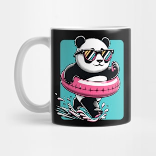 Pool Party Panda in Sunglasses on a Pink Float Funny Pool Panda Mug